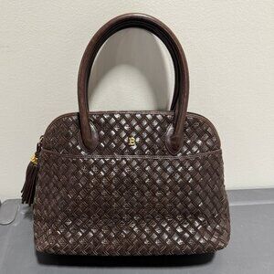 Bally Brown Woven Leather Handbag